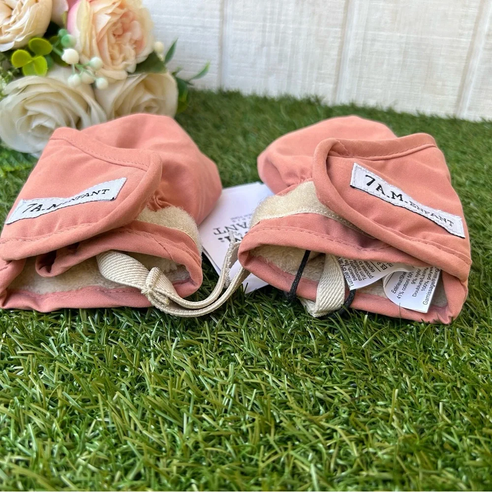 7AM Benji Plush Mittens $32.00 COLOR : Rose Dawn NEW SIZE - 6M-12M